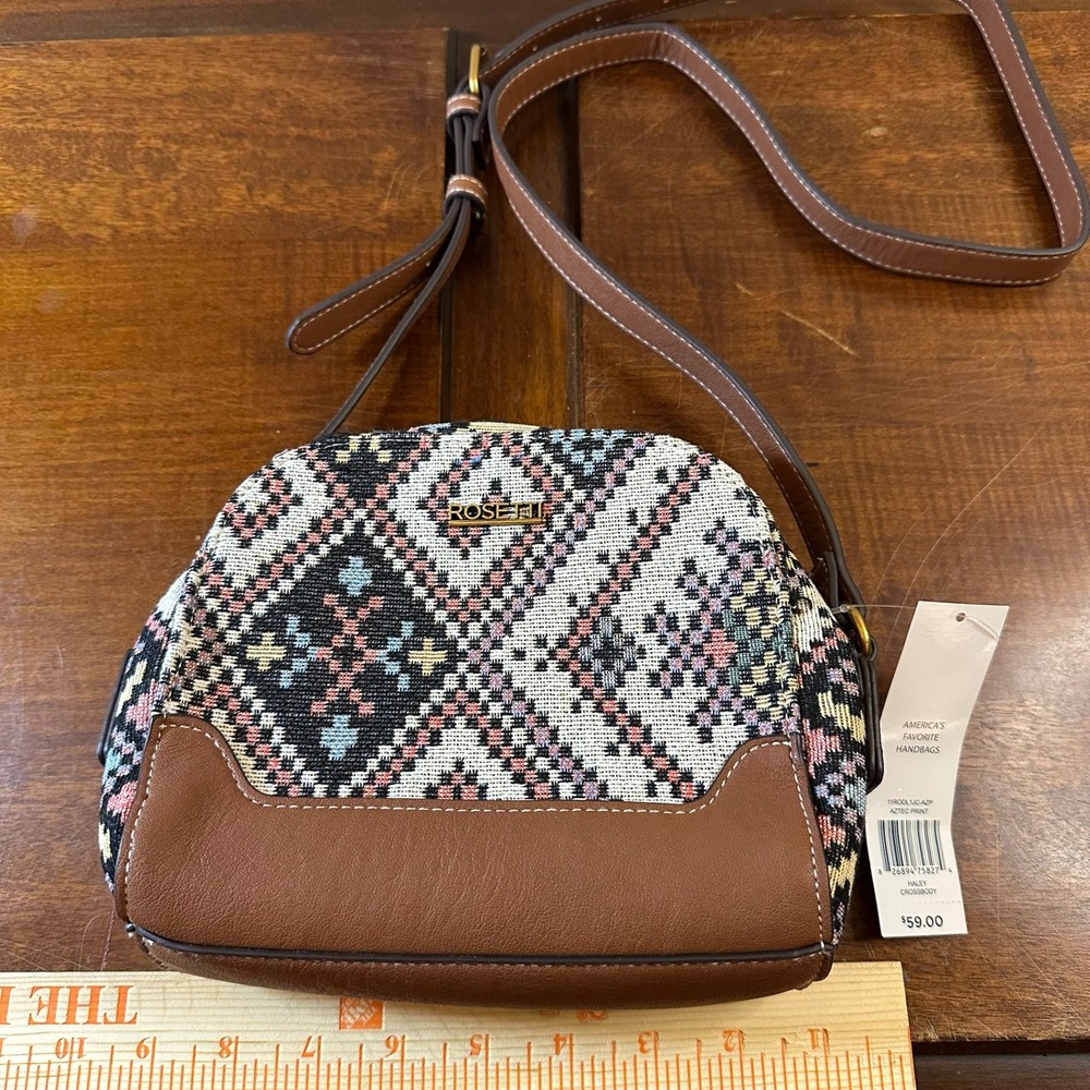 Rosetti Crossbody Bag Women Small Brown Southwestern Aztec Print NWT